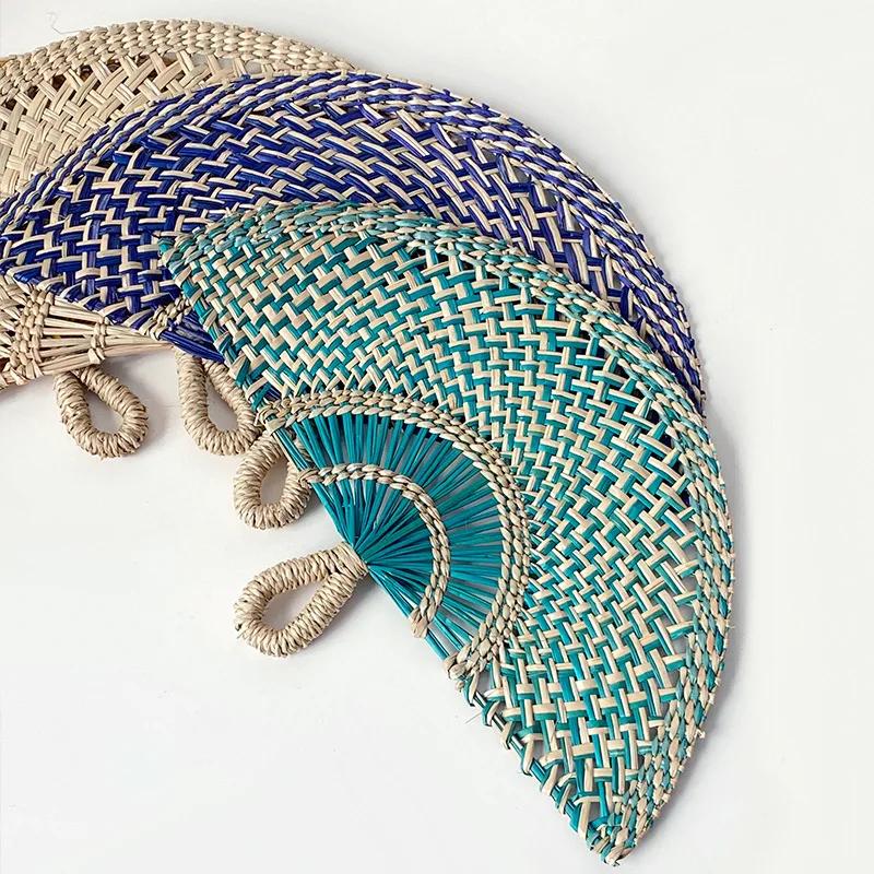 Seaweed woven Nordic hand-woven decoration home wall hanging living room porch background home wall fan pendant