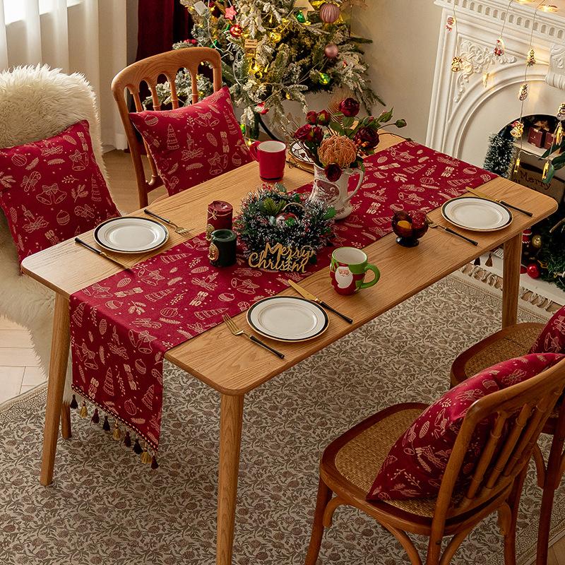 Christmas Color Table Flag American Retro Christmas Restaurant Atmosphere Decoration Tassel Cover Edge Cabine Bed Tail Flag New