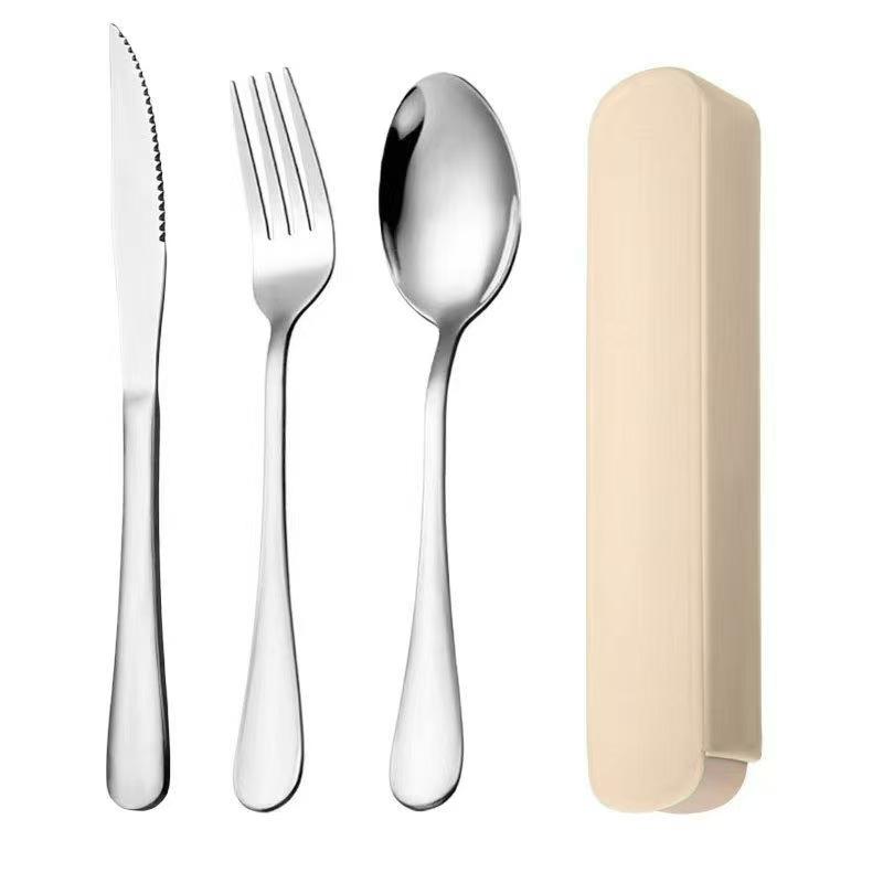 

Portable 3-Piece Cutlery Set - Stainless Steel Knife, Fork & Spoon for Travel, Camping, Office