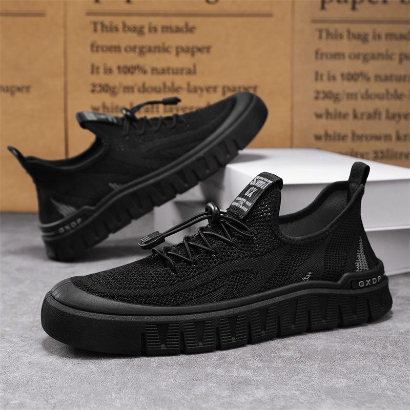 Fashion Men Shoes 2025 Summer New Breathable Fly Weave Mesh Elastic Band Casual Shoes Outdoor Comfortable Non Slip Sewing Running Shoes