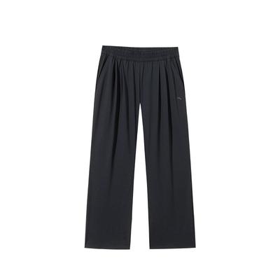 Comfortable Training Casual Simple Straight Leg Breathable Knitted Sports Pants Women Bottoms Basic-Black 962527313-4