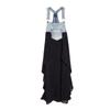 Women Summer Sleevele Strap Denim Dress Denim Chiffon Stitching Long Dress