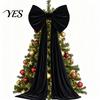 Winter Wedding Celebration Decor Large Velvet Christmas Tree Topper Bow, Giant Bow with Long Red Bows for Fireplace Streamers Room Wall Backdrop,