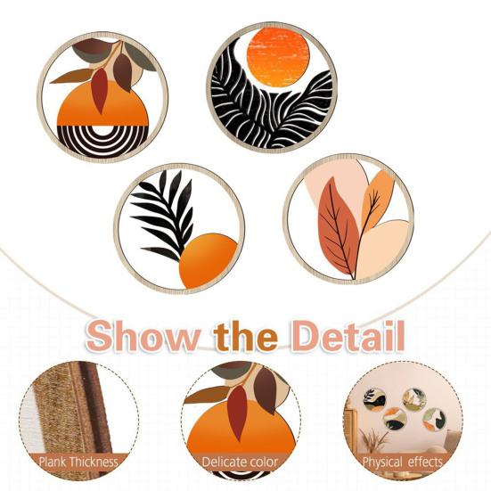 4 Pcs Wooden Round Boho Wall Art Bohemian Hollow Out Circle Wall Decor Neutral Minimalist Farmhouse Wall Hanging Sign for Bedroom Patio Balcony