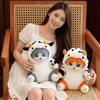 20cm Cow Sitting Cat Plush Toy Stuffed Soft Grey Brown Kitten Cartoon Animal Cosplay Cow Plushie Sweet Adorable Doll Gift