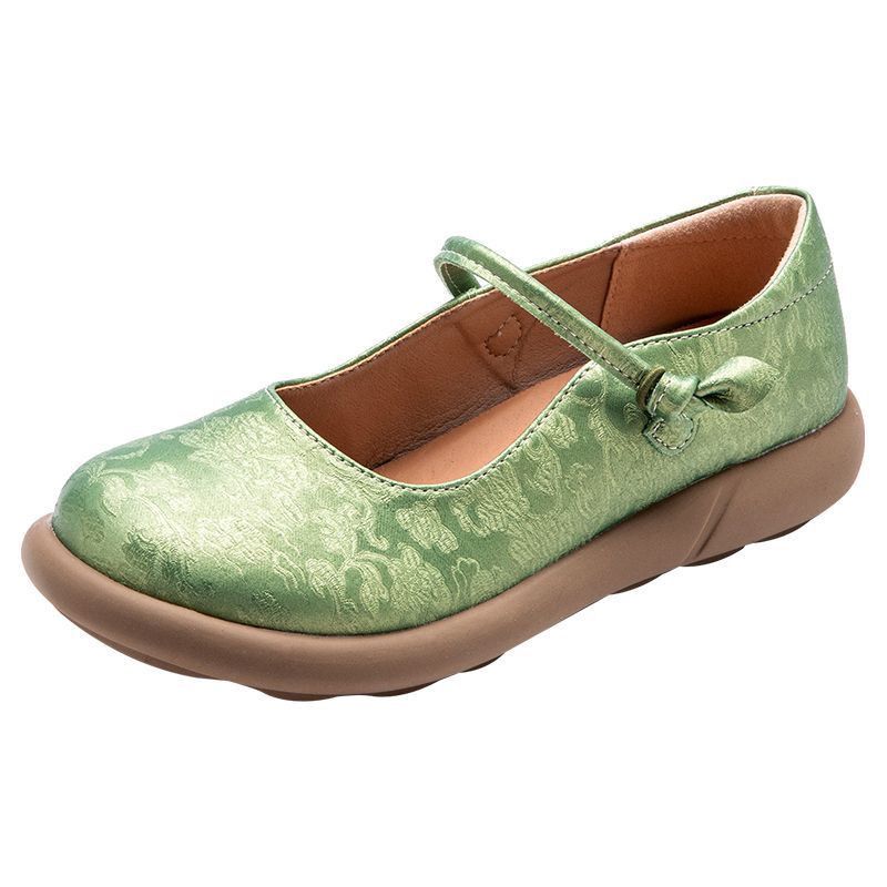 Fashion 2025 New strappy flats spring shoes for women summer loafers woman wide fit mary jane shoes green flats slip on moccasins retro