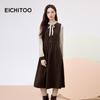 EICHITOO Retro Winter Faux Two-Piece Long Sleeve Dress