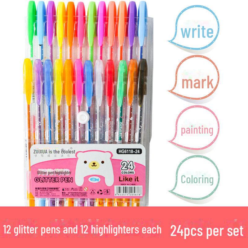 

Багатоколірні глітерні акварельні ручки: Флуоресцентний, Великої місткості, Ідеально підходить для дитячих виробів та розмальовок