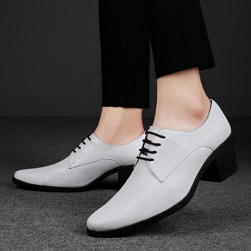 Men High Heels Silver Derby Purple Wedding Dress Dance Business White Elevator Shoes Height Increase Gold Tuxedo Shoes Plus Size