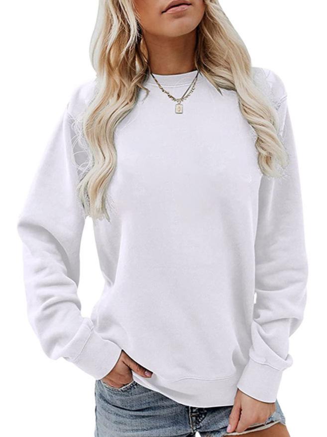 Autumn & Winter Women's Loose Round Neck Plus Velvet Hoodie