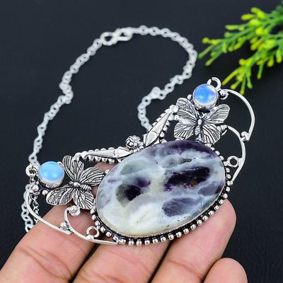 Collier cadeau en argent sterling 925 avec kemmerérite naturelle et opale, 45,7 cm, b6L77