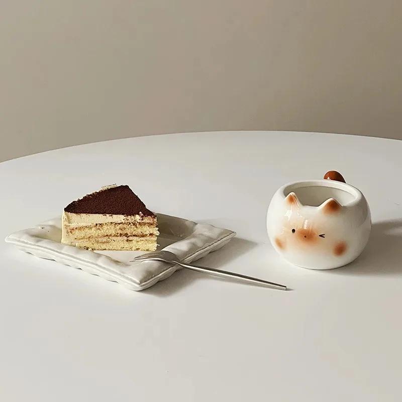 Cute Ceramic Cup Creative Siamese Cat Shaped Mug Coffee Cups Office Milk Cup Household Drinking Utensil Funny Birthday Gift