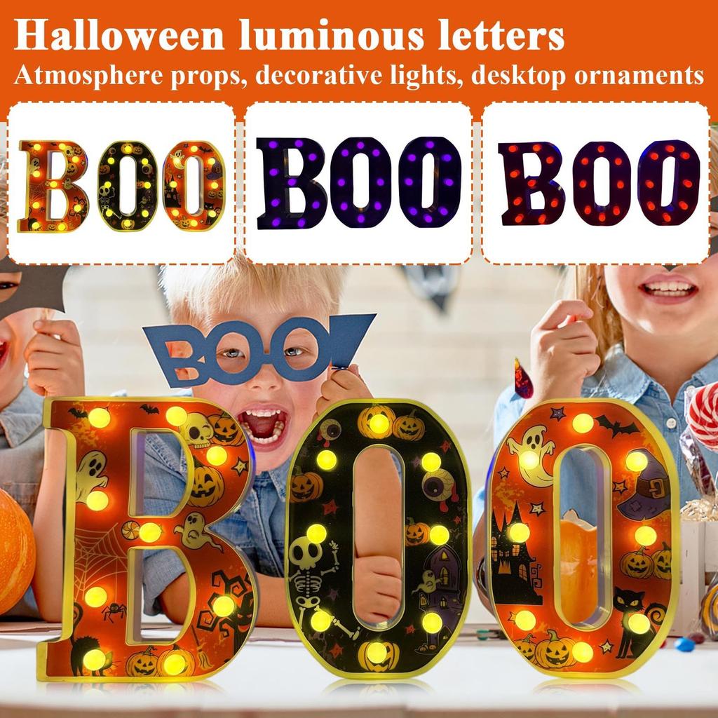LED Halloween Letter Lights Festival Luminous Letter Horror Desktop Scene Layout Atmosphere Props Decoration Lights, Desktop Ornaments