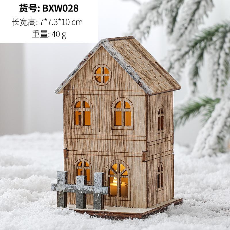 Christmas LED Light Wooden House Luminous Cabin Merry Christmas Decorations For Home DIY Xmas Tree Ornaments Kids Gifts New