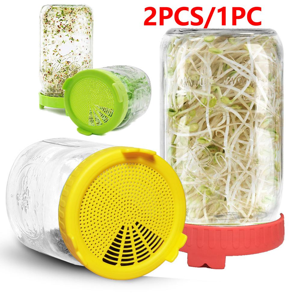 2PCS/1PC Food Grade Mesh Sprout Cover Kit Peanut Sprouting Lid for Mason Jar Bean Sprout Cover Fermentation Strainer Lids