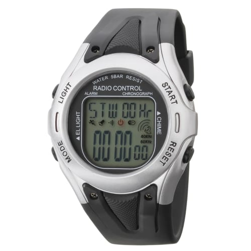 Klefer Men's Digital Watch, Radio-Controlled, with Urethane Strap, Silver, TE-D190-SV