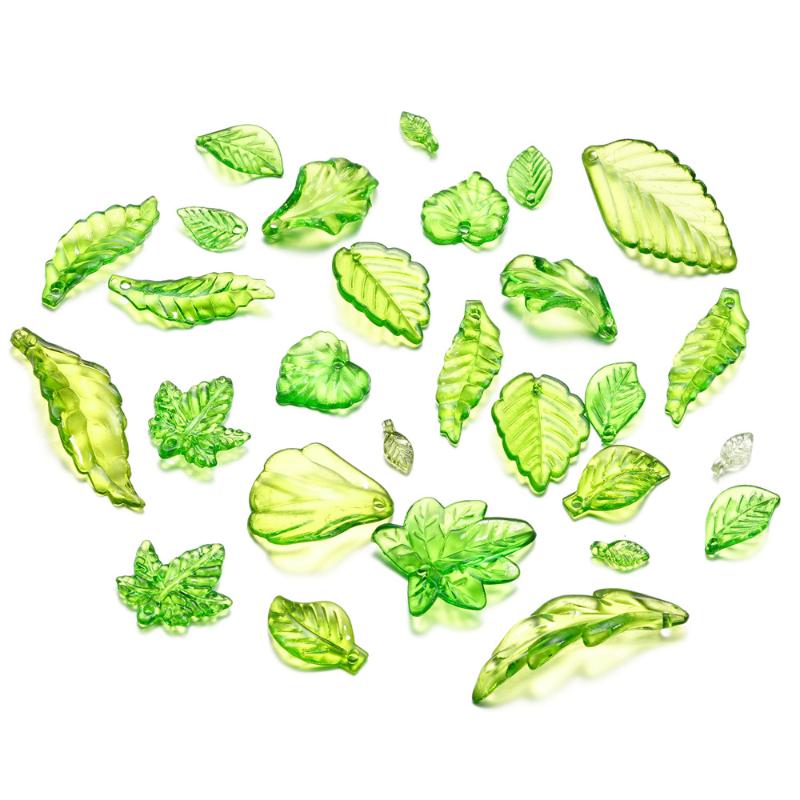 10-100Pcs Green Acrylic Leaf Charms Leaves Beads Pendants For Diy Necklace Bracelet Earrings Jewelry Making Handmade Crafts