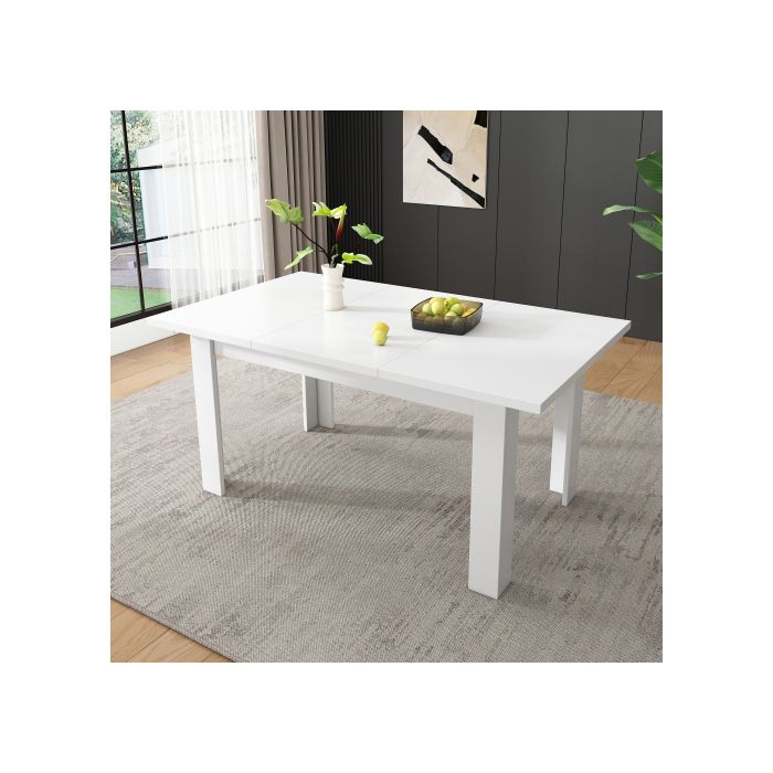 Table de salle à manger 120*70 cm, Espace de rangement ouvert, Gain de place, Table multifonctionnelle, Blanc