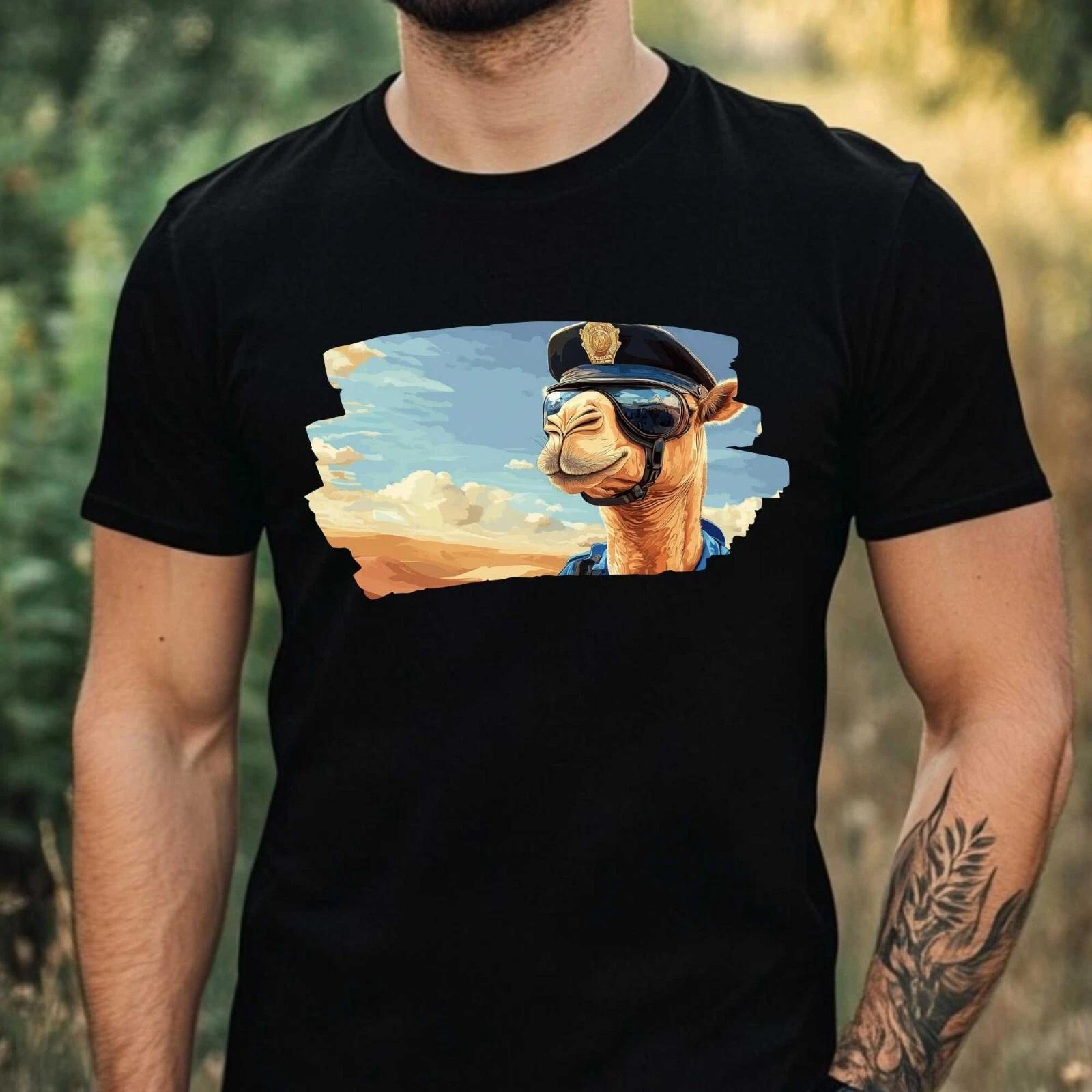 T-Shirt Herren Kamel als Polizist Motiv Baumwolle Größe XS bis 5XL XXXL