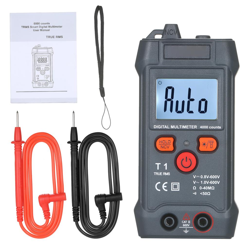 NJTY Palm size LCD Digital Multimeter Auto Range NCV 4000 Counts True RMS Smart Universal Tester 600V Voltmeter Ohm and