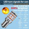 2pcs 7440/ 1156 150°/1156 180° LED Bulbs For Cars Turn Signal Lights Orange Amber Brake Light, Daytime Running Light
