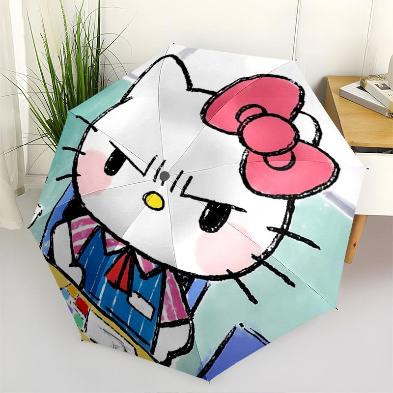 1pc Hello Kitty Automatic Opening/Closing Umbrella with Foldable Design, 8-Rib Iron Frame, Outdoor Use, Perfect Gift for Fans, Travelers, Daily Use, S