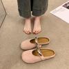 French half slippers single shoes women's 2025 spring and summer new metal buckle Mary Jane shoes niche evening gentle wind half drag