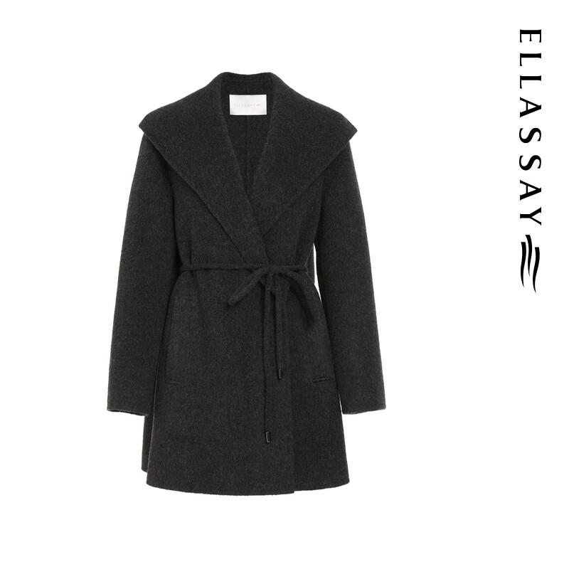 ELLASSAY Women's 2025 Autumn Lamb Wool Shawl Lapel Coat