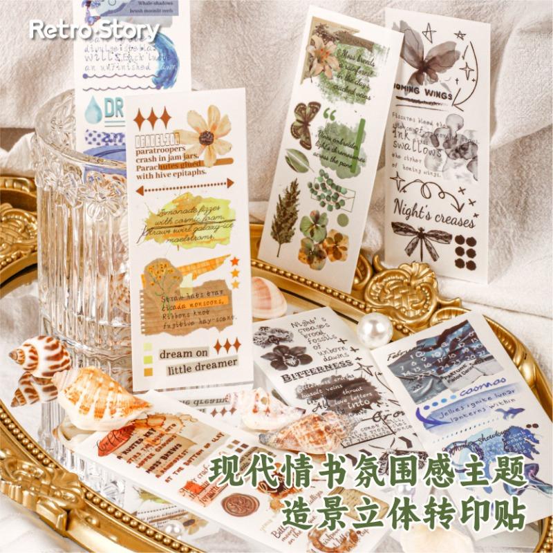 Plant Pattern Transfer Sticker For Diy Journal Notebook Decoration