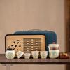 The Whole Set of Tea Sets Is Portable, Kung Fu Ru Kiln Ancient Rhyme Set, with Tea Tray, Outdoor Ceramic Express Cup, Company Business Gifts