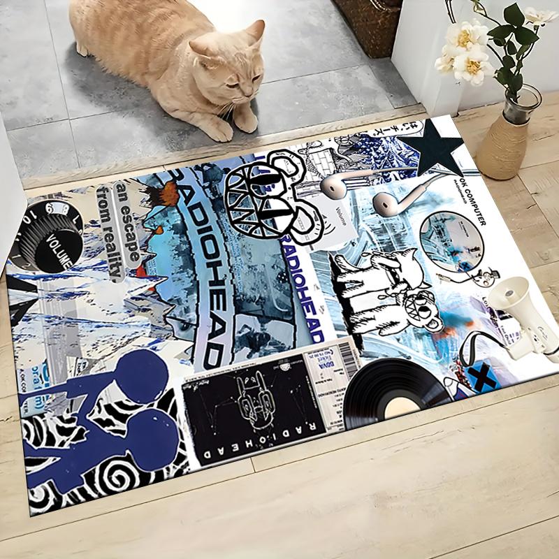 Radiohead Collage Art Carpet Rug Soft Washable Antislip Home Living Room Sofa Mats Personalized Christmas Rug