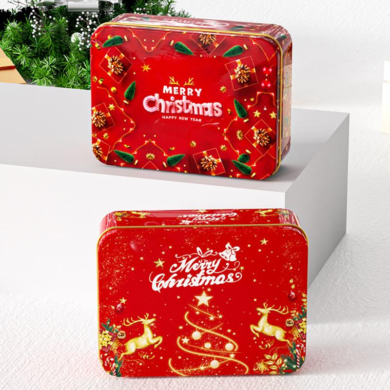 Christmas Transparent Window Tin Box Cookie Candy Tinplate Chocolate Storage Box With Exquisite Lid Christmas Gift Packaging Box