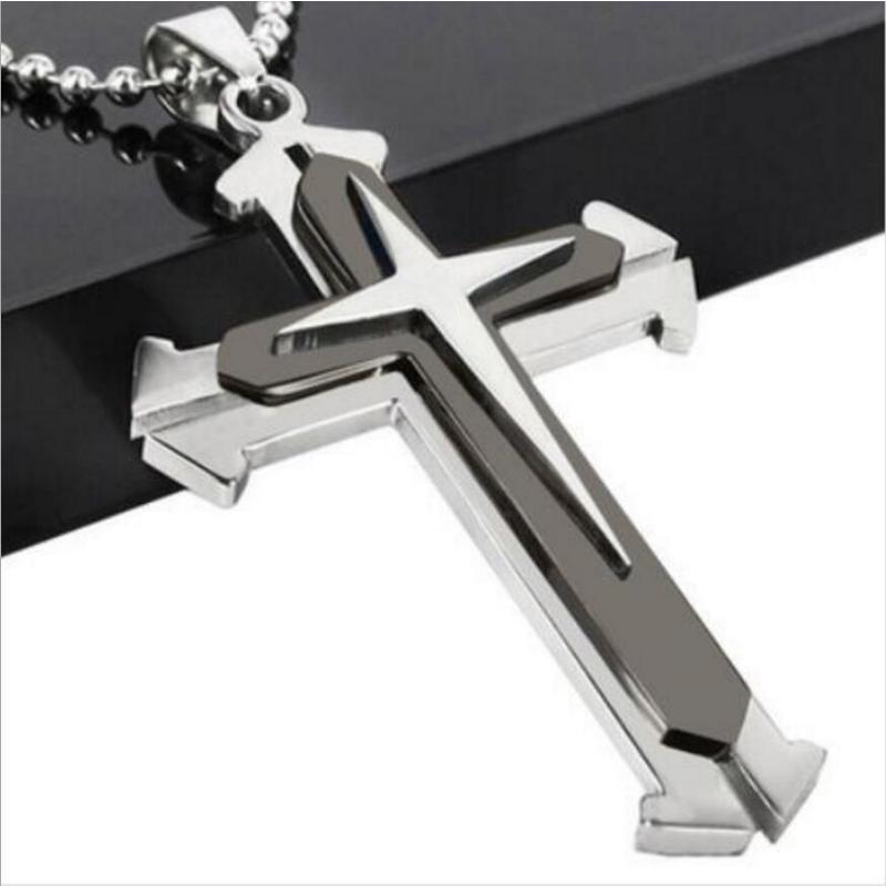 Men's Metal Pendant, Cross Chain Necklace, Jewelry, Cross Patterned Metal Chain, Couple