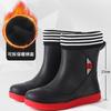 Waterproof Shoes Men's and Women's Rain Shoes Fashion Short Tube Thickened Warm Rubber Shoes Work Non-slip Fishing Kitchen Rain Boots
