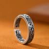 New Silver Color Retro Old Tang Grass Pattern Rings for Women Classic French Boys' Index Finger Ring Gift Gothic Jewelry