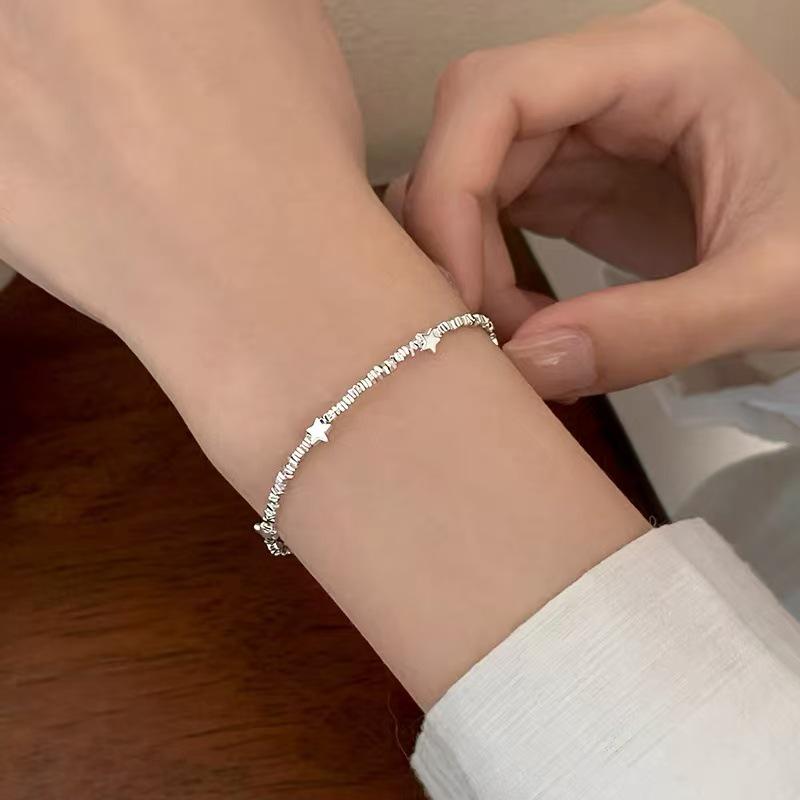 Exquisite Women's Layered Silver Star Bracelet - 999 Sterling Sparkling Niche Design