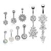 9 Stück/Set Sexy Hängende Bauchnabelringe Bauchnabelpiercing Kristall
