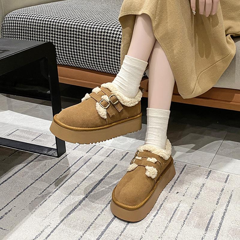 Winter New Mao Mao Single Shoes Cotton Shoes Piled Thickened Doudou Shoes Buckle Warm Mao Mao Shoes Women's Shoes
