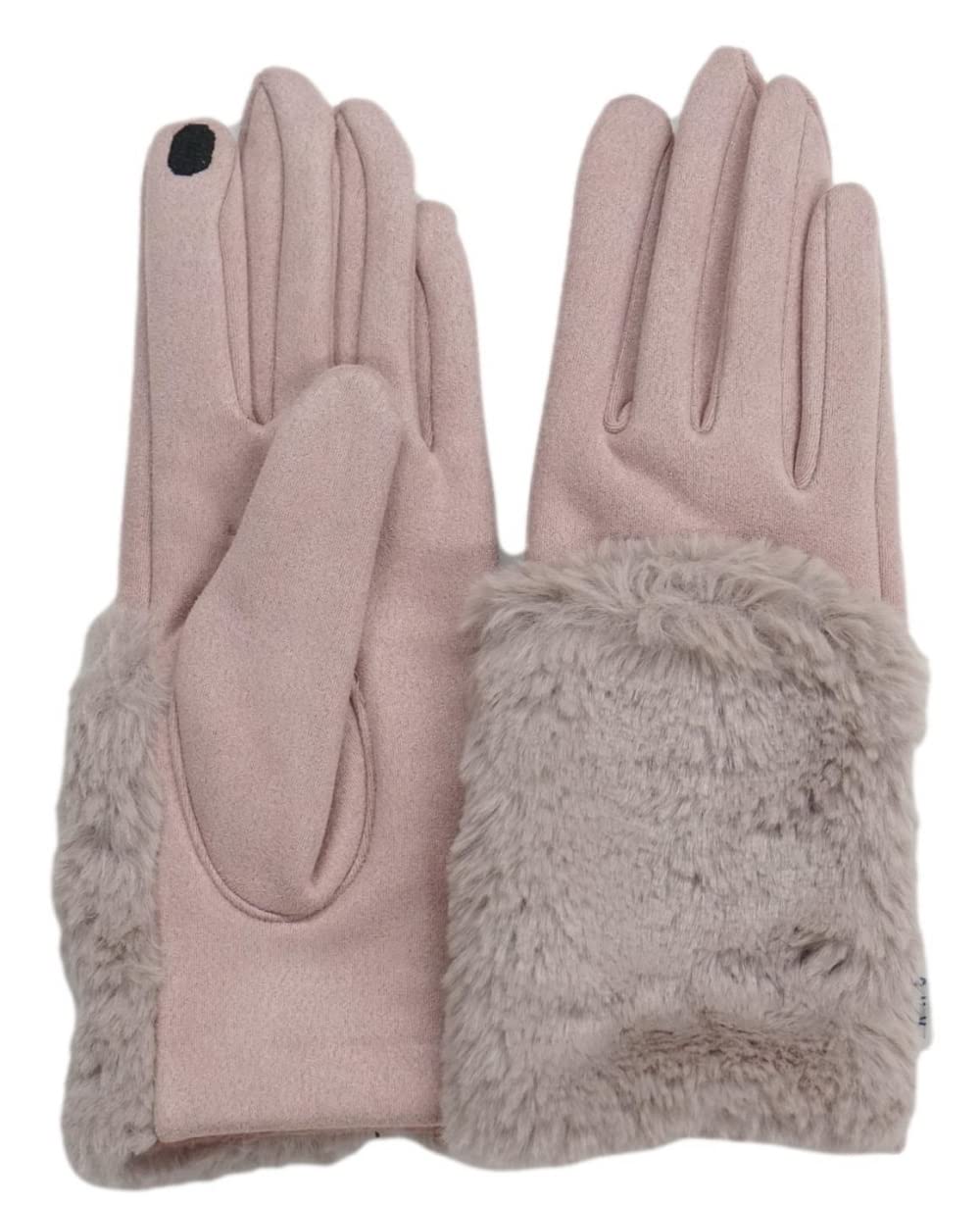 

Перчатки из искусственного меха AVEVE стрейч, совместимые со смартфоном, в подарочном футляре, женские, на флисовой подкладке (розовый) розовый