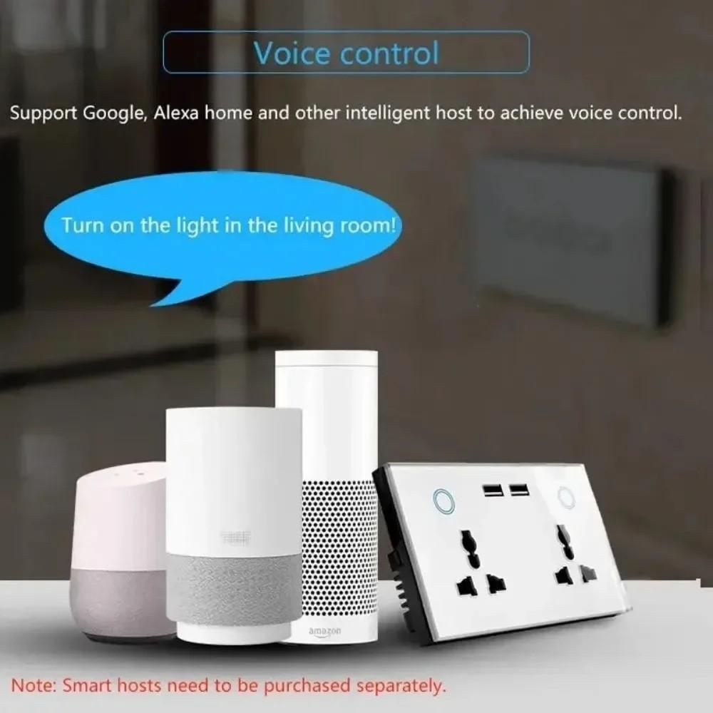 Smart WiFi Wall Socket with USB Socket Charger Smart Switch Outlet Plug 30W Touch Switch  Universal Power Socket