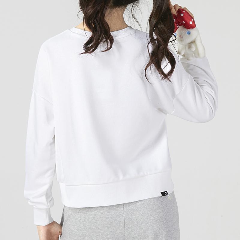 Puma Minimalist Letter Logo Print Crew Neck Pullover Sweatshirt Women sweatshirt White 537357-02