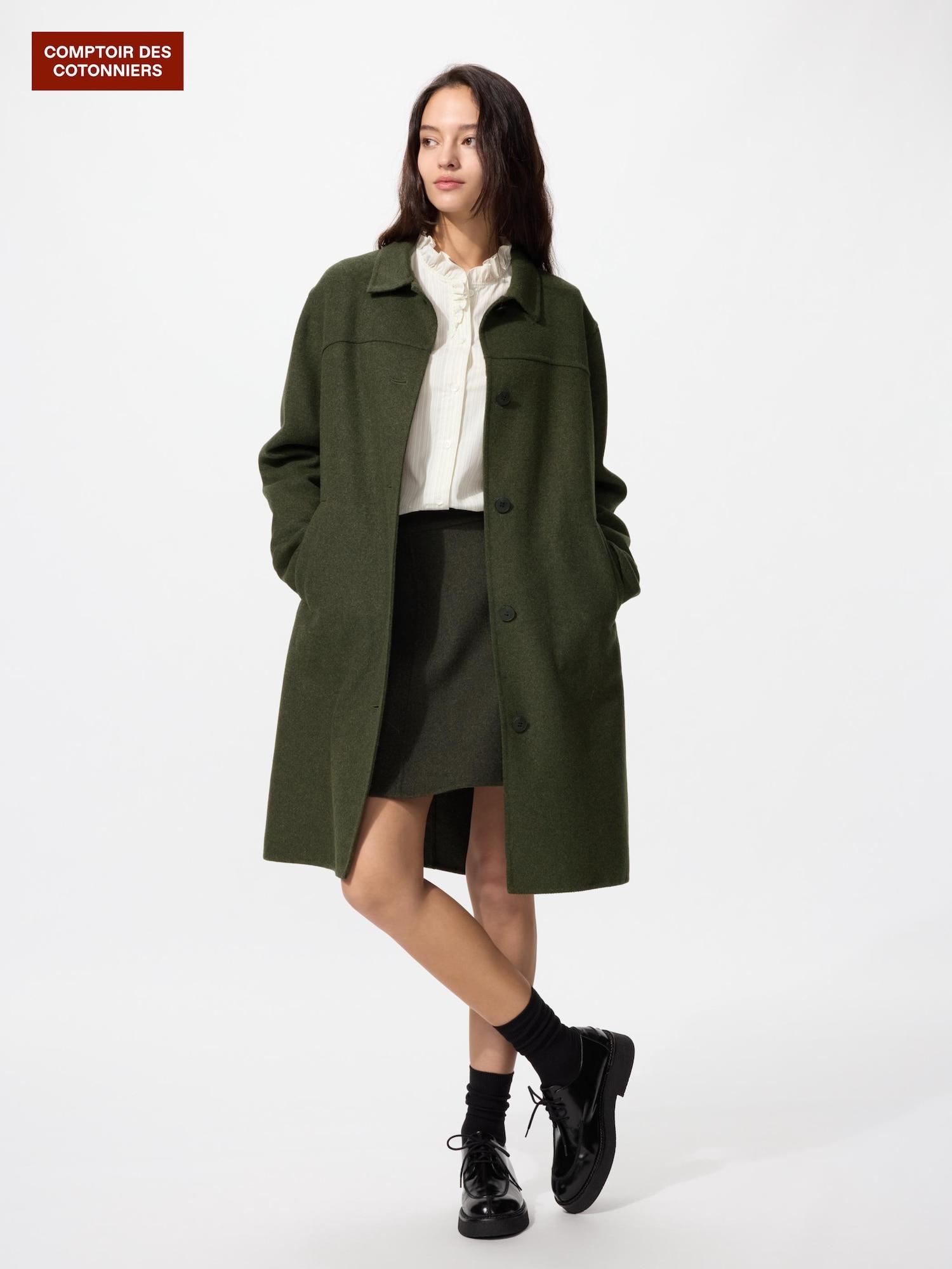 

Uniqlo Japan Double Face длинное пальто 59 DARK GREEN/S