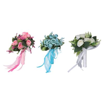 Wedding Bouquet Simulation Artificial Rose Lifelike Green Leaves Modern Elegant Rose for Wedding Chu