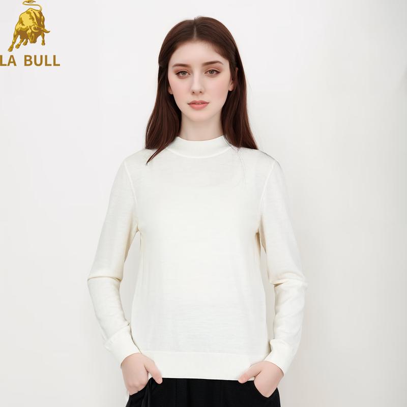 

LA BULL Women s Elegant Mock Neck Wool Sweater XL