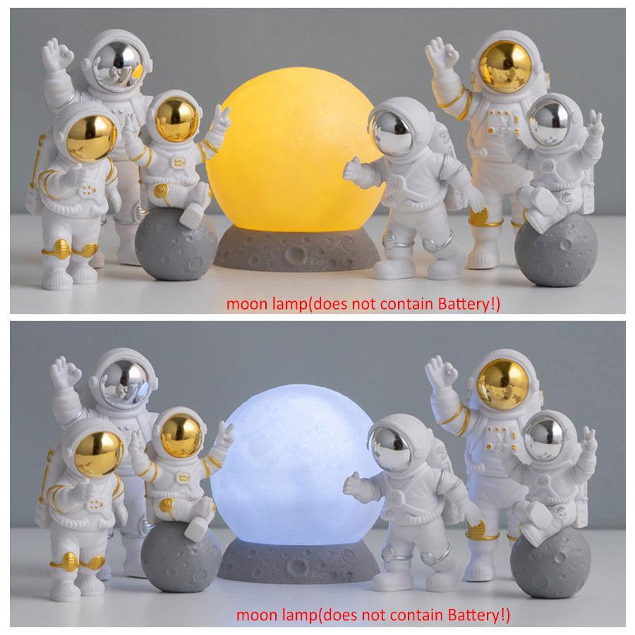 Postava astronauta Socha Socha Měsíce Socha vesmírného muže Vzdělávací hračka Desktop Domácí dekorace Astronaut Ornament Model dárek