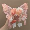 2pcs/set Elegant Hair Clip Ancient Style Tassel Hairpin Flower Silk Headwear  For Women Girls