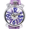 Manure 40 Watches Silver/purple White shellDial Stainless Steel/leather Quartz Analog Display Mens Used