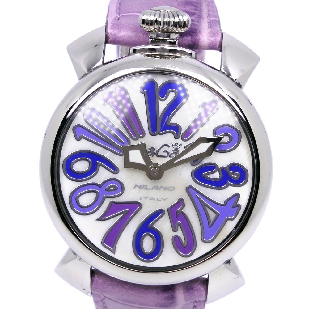 

Gaga Milano Manure 40 Watches Silver/purple White shellDial Stainless Steel/leather Quartz Analog display mens Used