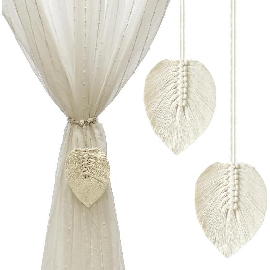 Curtain Tiebacks Curtain Ties Handmade Leaves Weave Twine Curtain tie Backs Boho Cotton Curta tiebacks Curtain Holder Tie Backs for Curta Braided