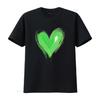 Vibrant Green Heart On Black T Shirt Bold Eye Catching Design Vintage Washed Designer Clothes Versatile Graphic Stylish Homme